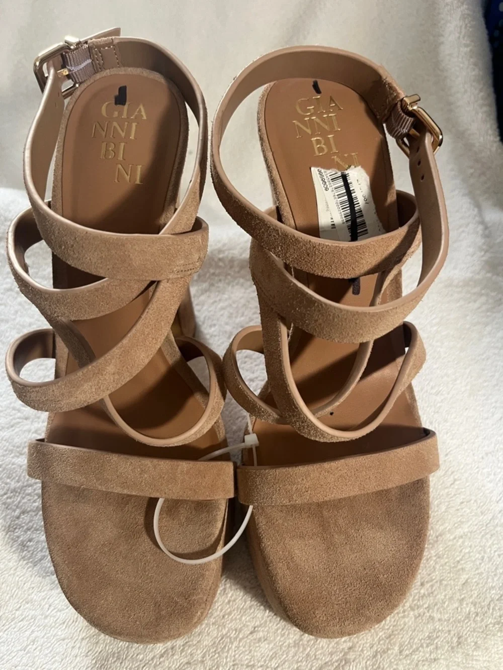 Gianni Bini Beige Suede Strappy Platform Sandal
